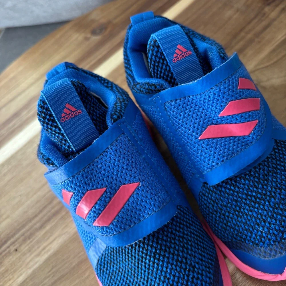 Adidas FortaRun Blue Pink Hook and Loop Kids Sneakers Low Top Mesh Shoes size 10